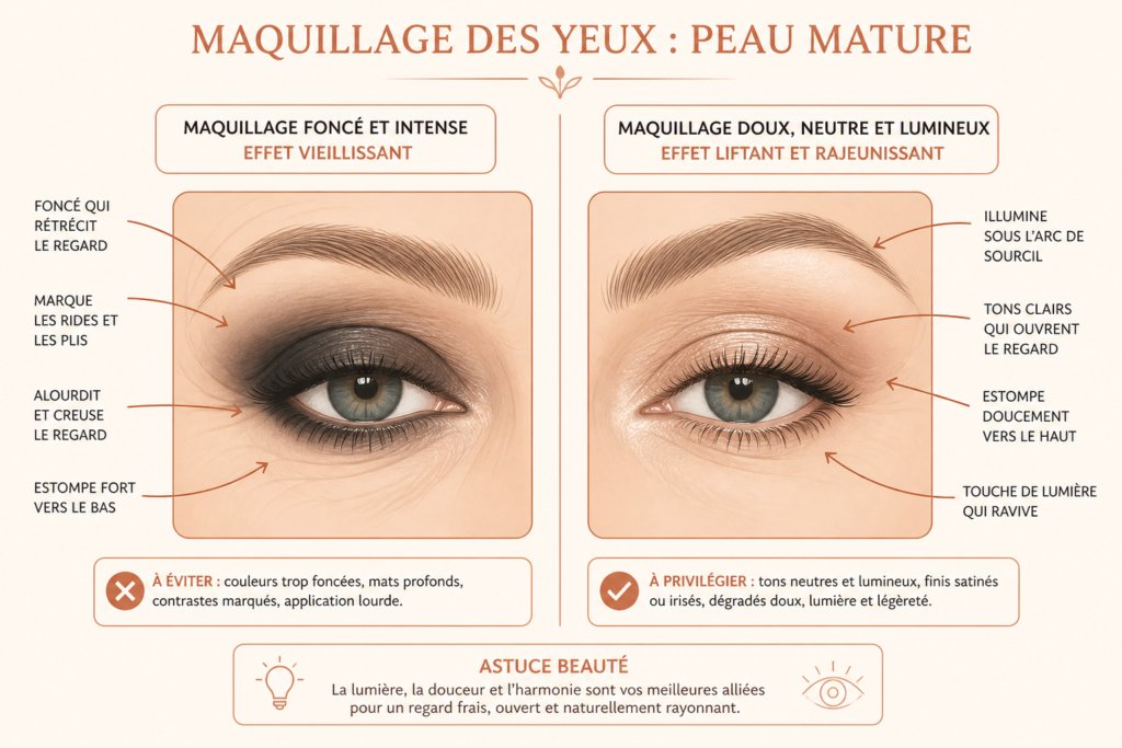Maquillage des yeux pour peau mature