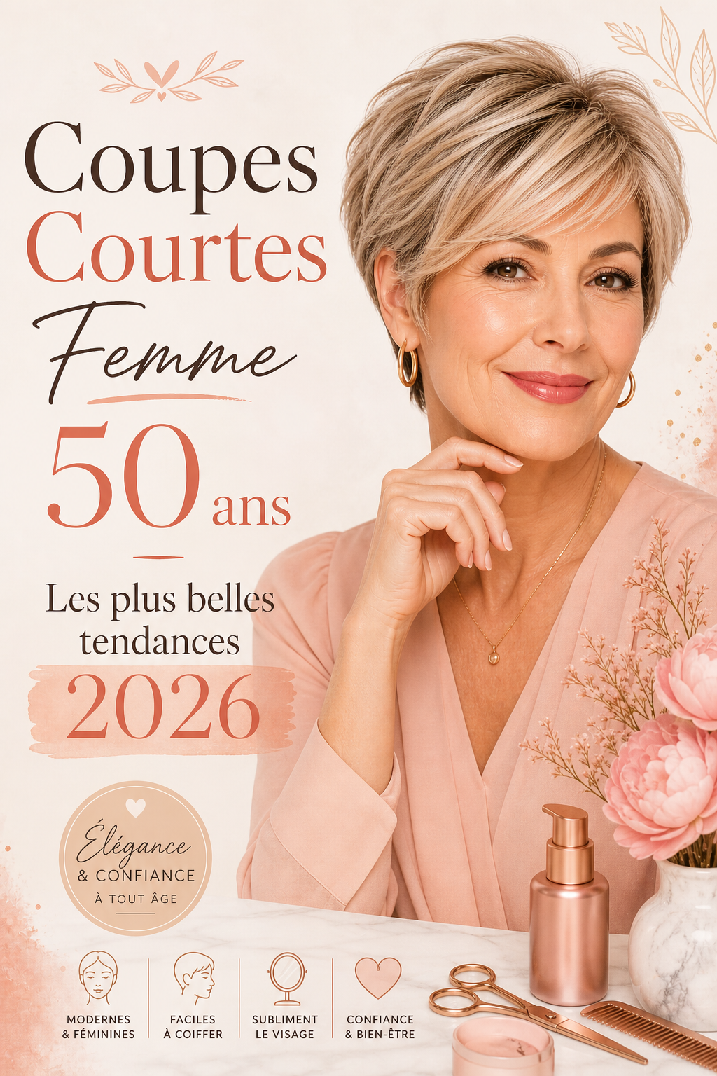 Coupes de cheveux courts tendance 2026 pour femmes de 50 ans